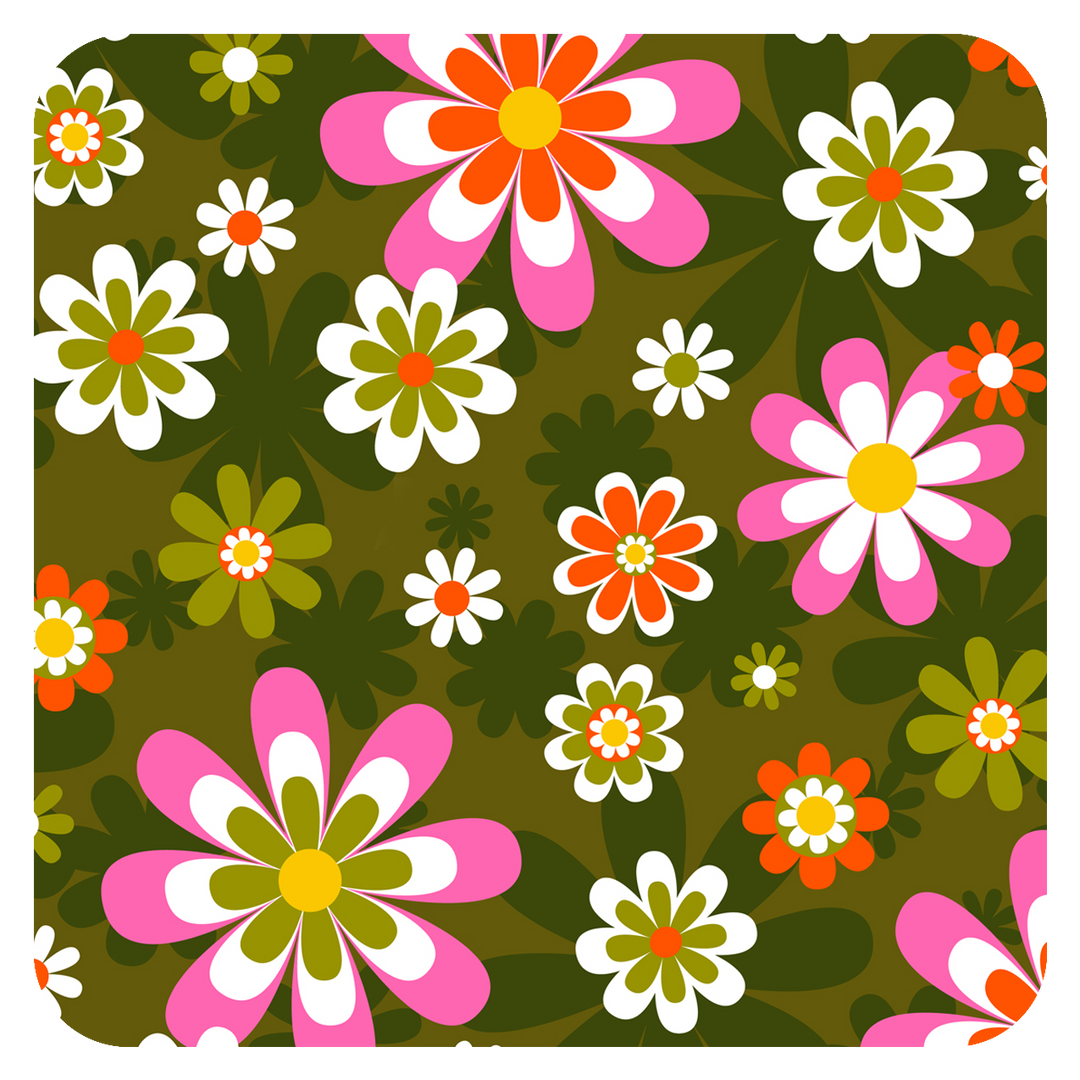 Groovy Sixties Retro Flower Paper Coaster Set of 6