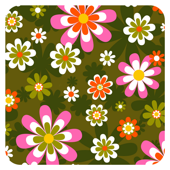 Groovy Sixties Retro Flower Paper Coaster Set of 6