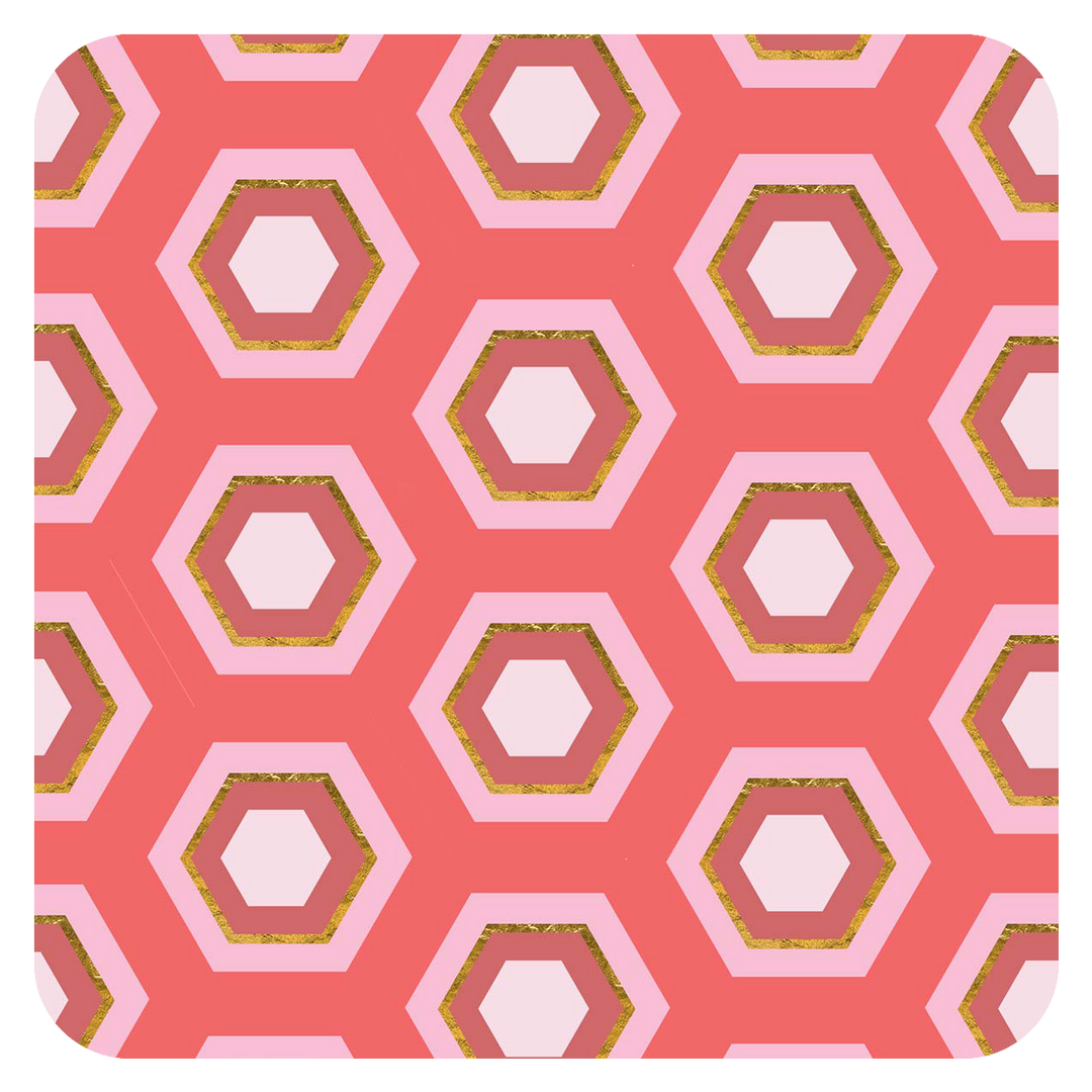 Pink Hexagon Paper Party Coaster Set of 6