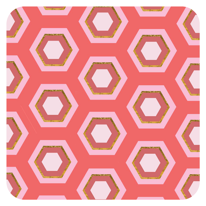 Pink Hexagon Paper Party Coaster Set of 6