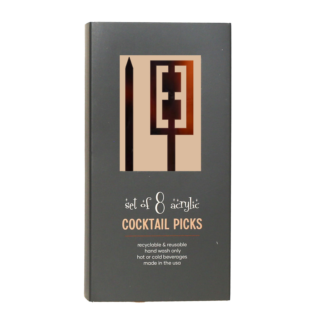 Retro Tortoiseshell Acrylic Cocktail &amp; Appetizer Picks Set of 8