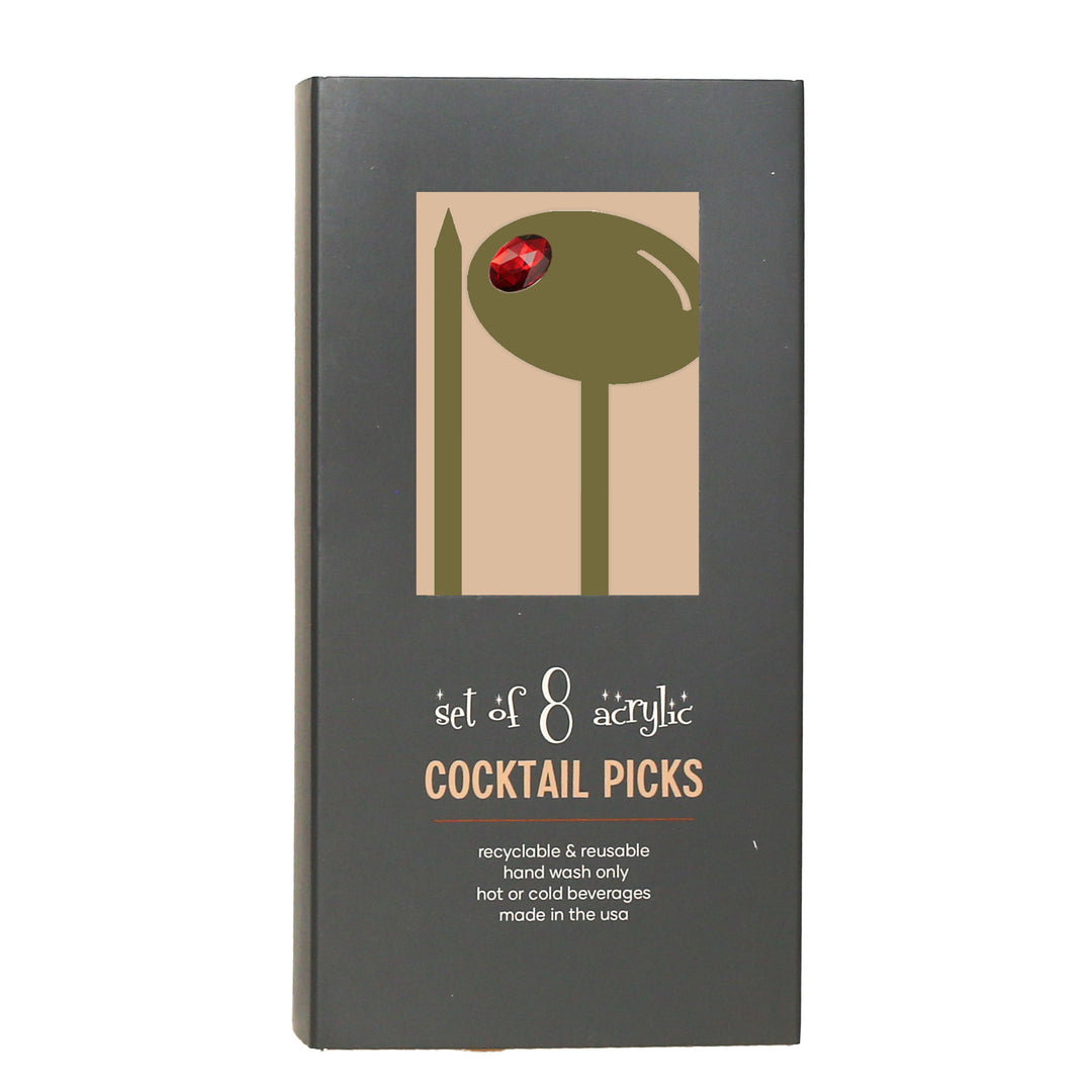 Olive Green Acrylic Appetizer Cocktail Pick Set of 8