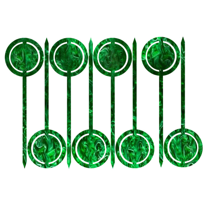 Green Pearl Mid Century Modern Circle Acrylic Cocktail Appetizer Pick Set