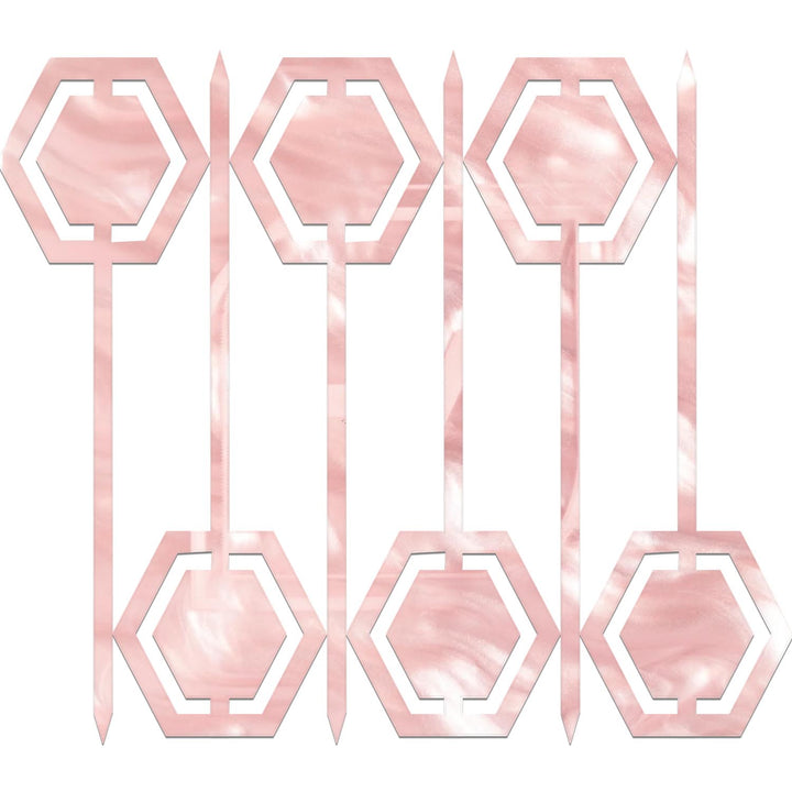 Pink Acrylic Mid Century Modern Hexagon Cocktail Appetizer Pick