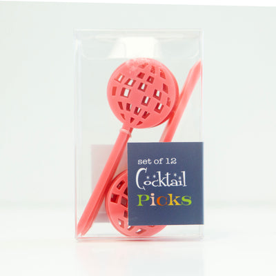 Disco Ball  Pink Acrylic Appetizer Cocktail Pick Set