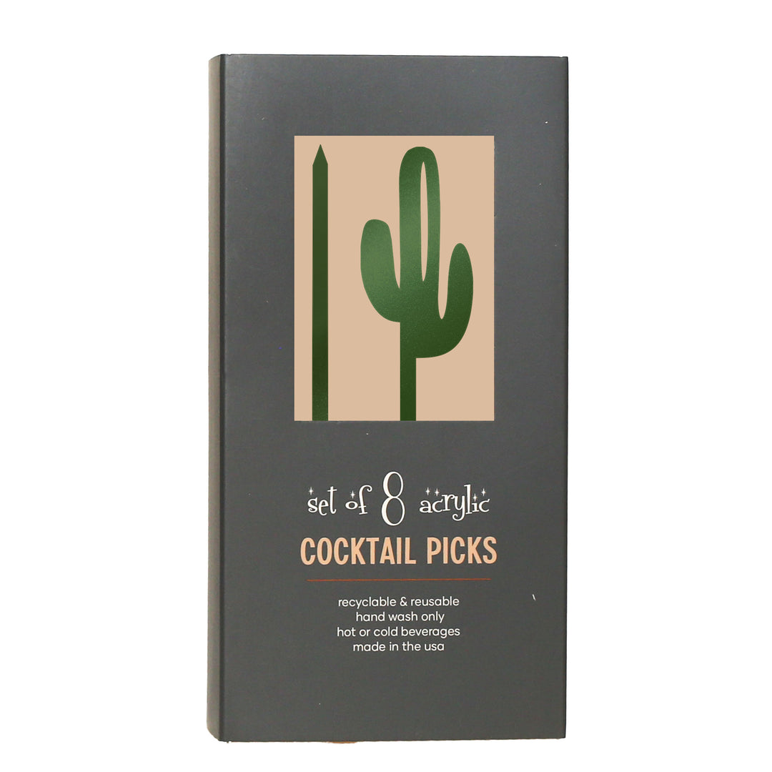Cactus Acrylic Western Metallic Cocktail or Appetizer Picks