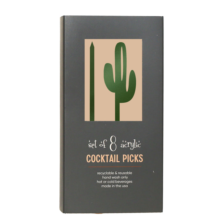 Cactus Acrylic Western Metallic Cocktail or Appetizer Picks