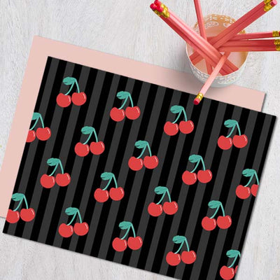 Retro Cherry Vintage Folded Notecard