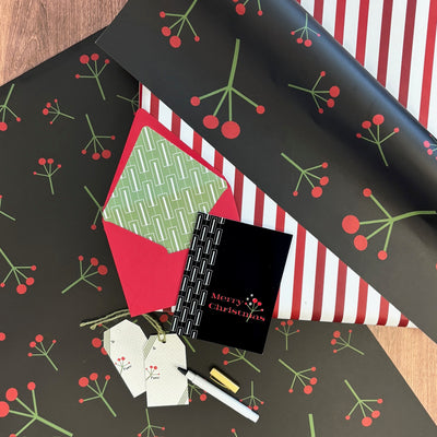 Mistletoe Mid Century Modern Holiday Gift Wrap