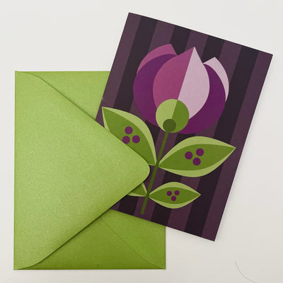 Purple Tulip Mid Century Modern Notecard