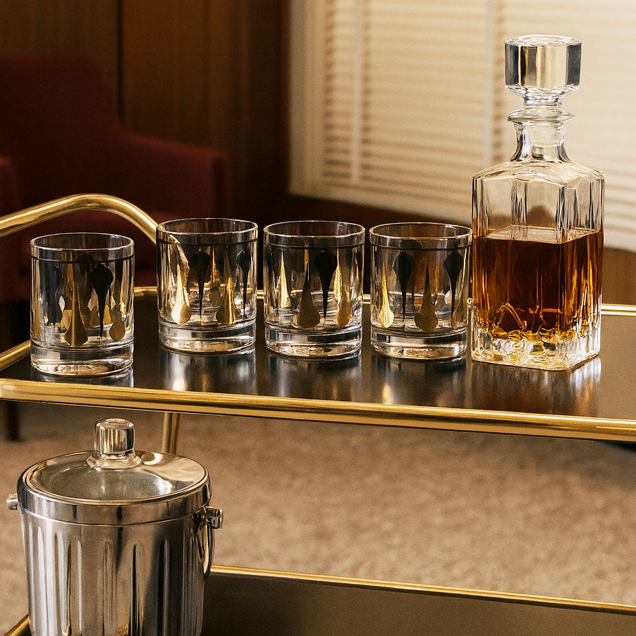 Black and Gold Mid Century Vintage Cocktail Glasses