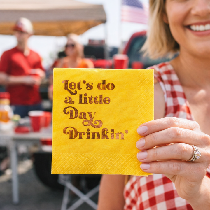 Let's Do A Little Day Drinking Funny Foil Text Yellow Napkin