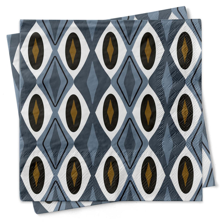 Blue Diamond String Mid Century Modern Cocktail Napkin