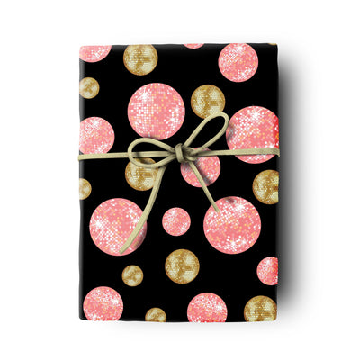 disco ball gift wrap diy disco ball craft paper, disco ball drawer liner, double sided gift wrap sheet,pink and gold disco paper