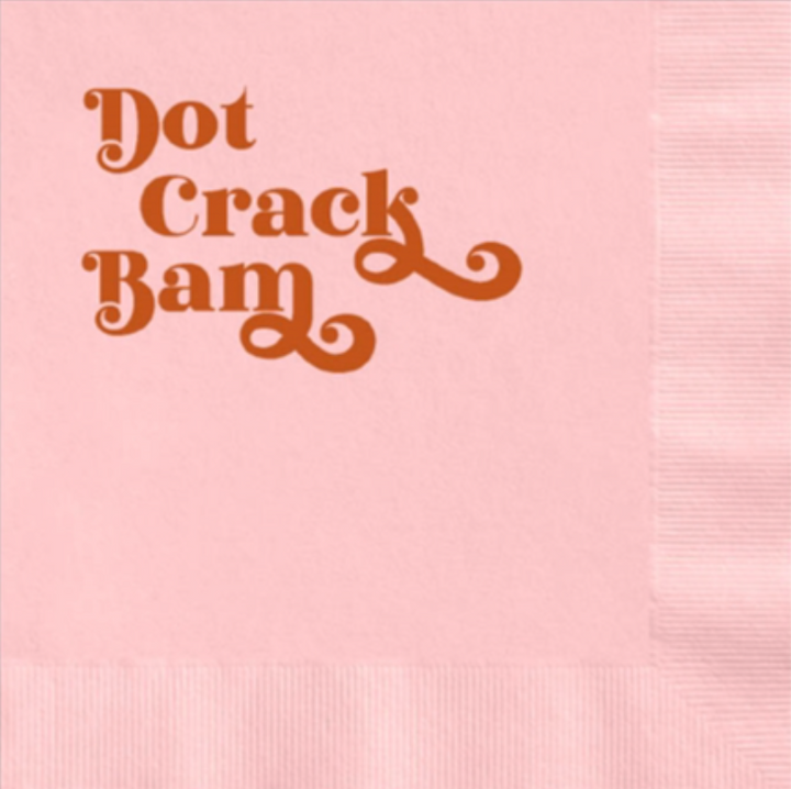 Pink napkin with decorative text &