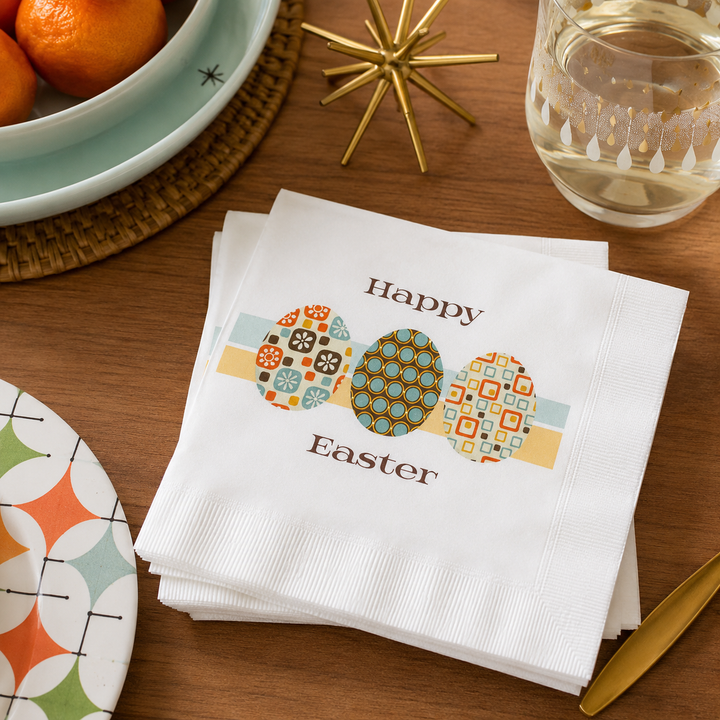 Easter Eggs Mid Century Modern Cocktail Napkin