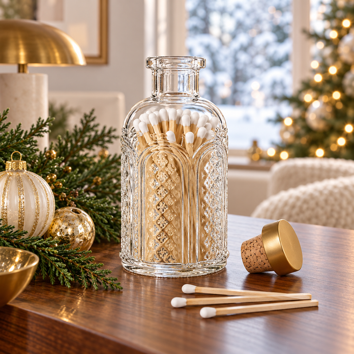 White Matches in Vintage Glass Jar
