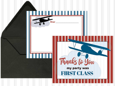 First Class Vintage Plane Child Birthday Thank You Card