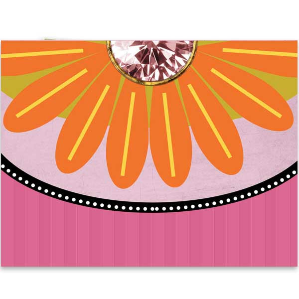 Orange and Pink Flower Blank Notecard