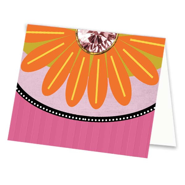 Orange and Pink Flower Blank Notecard