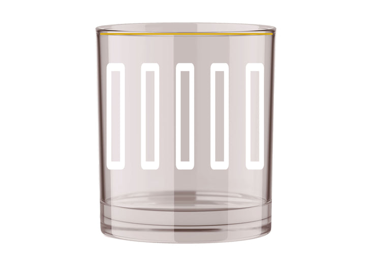 Frosted Mid Century Retro Whiskey Rocks Glass with Gold Rim