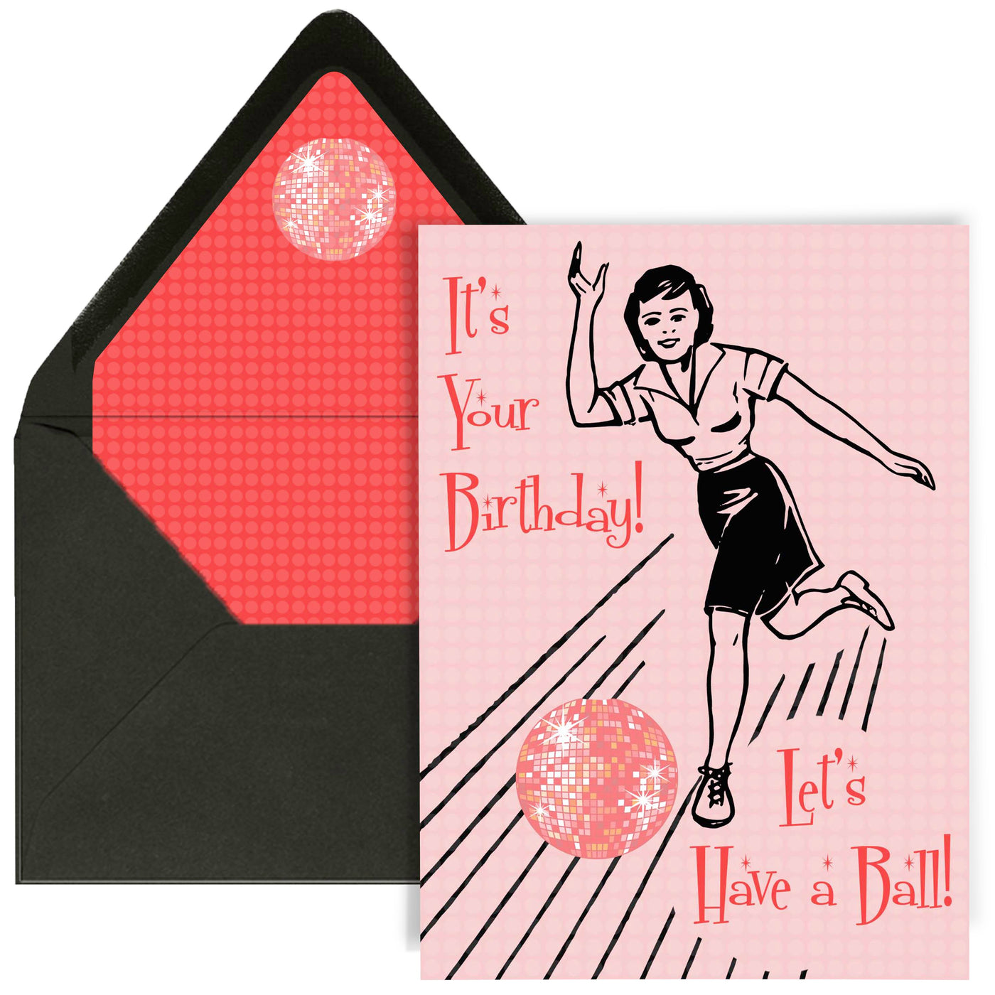 Its Your Birthday Have A Ball Retro Disco Bowling Card