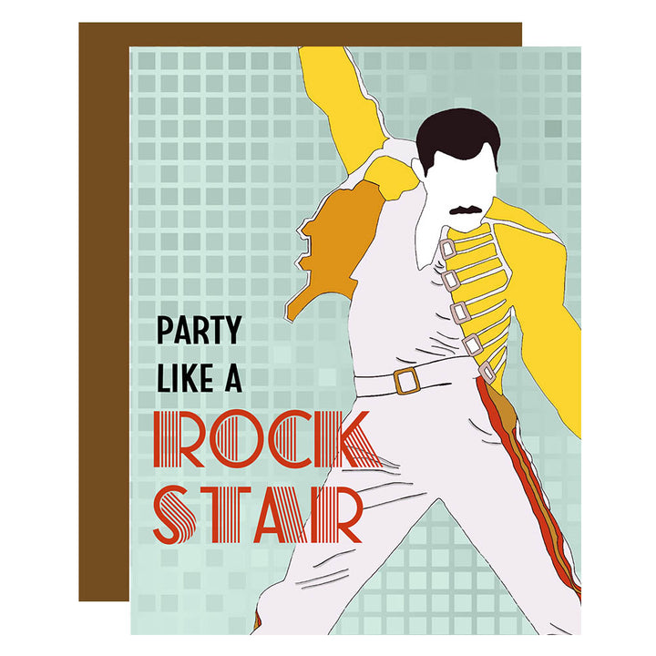 Freddie Mercury Party Like a Rockstar Pop Icon Greeting Card