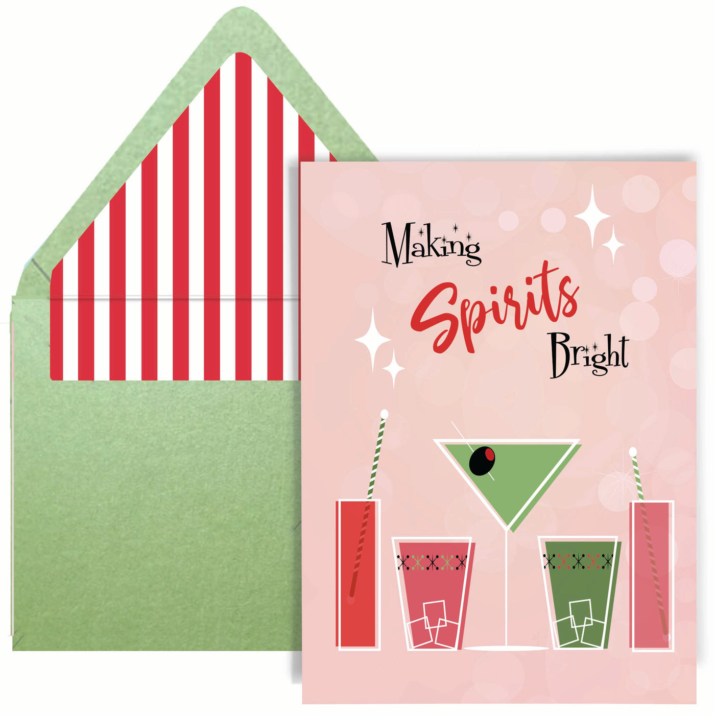 Making Spirits Bright Christmas Holiday Cocktail Greeting Card