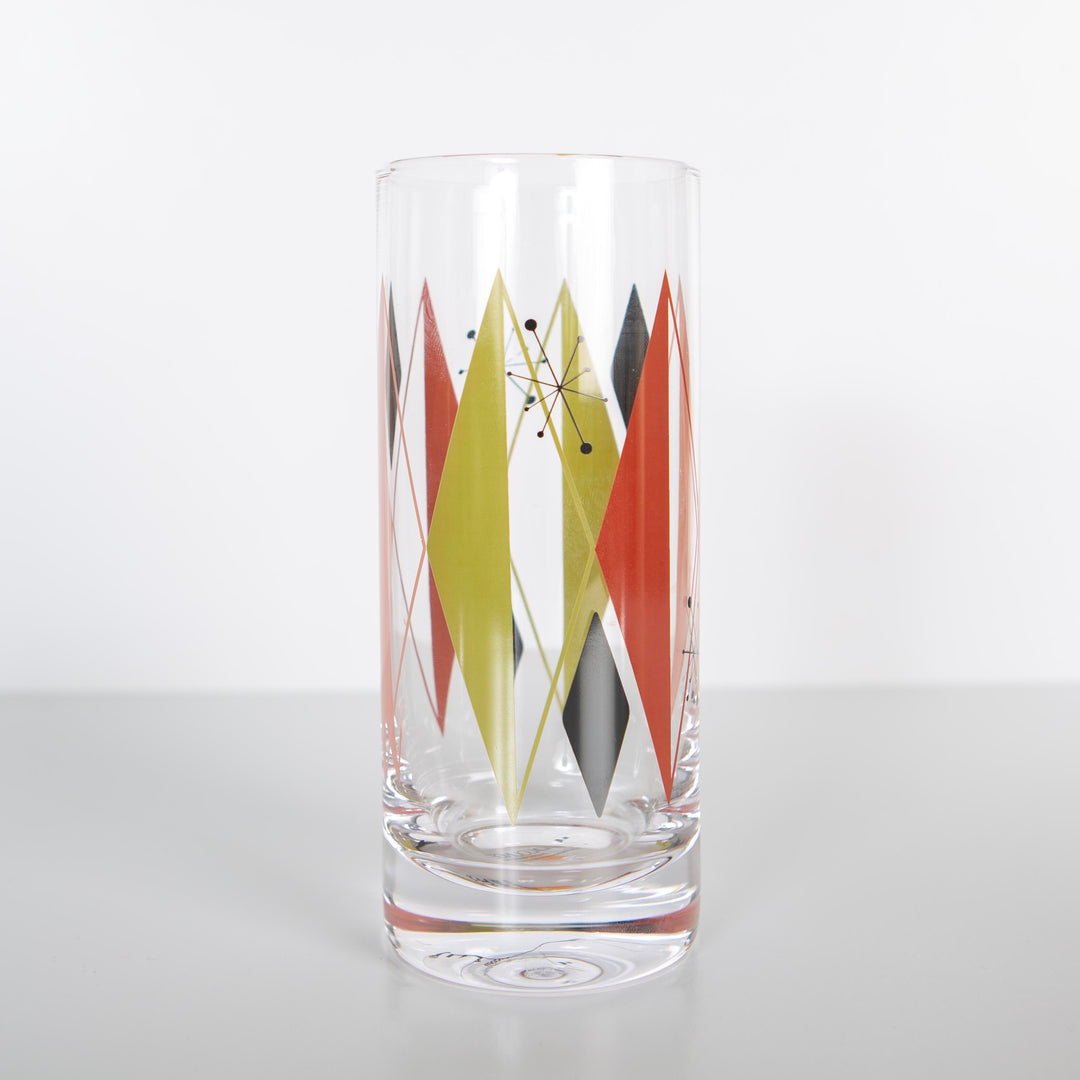 Retro Diamonds and Starburst Mid Century Vintage Cocktail Glass