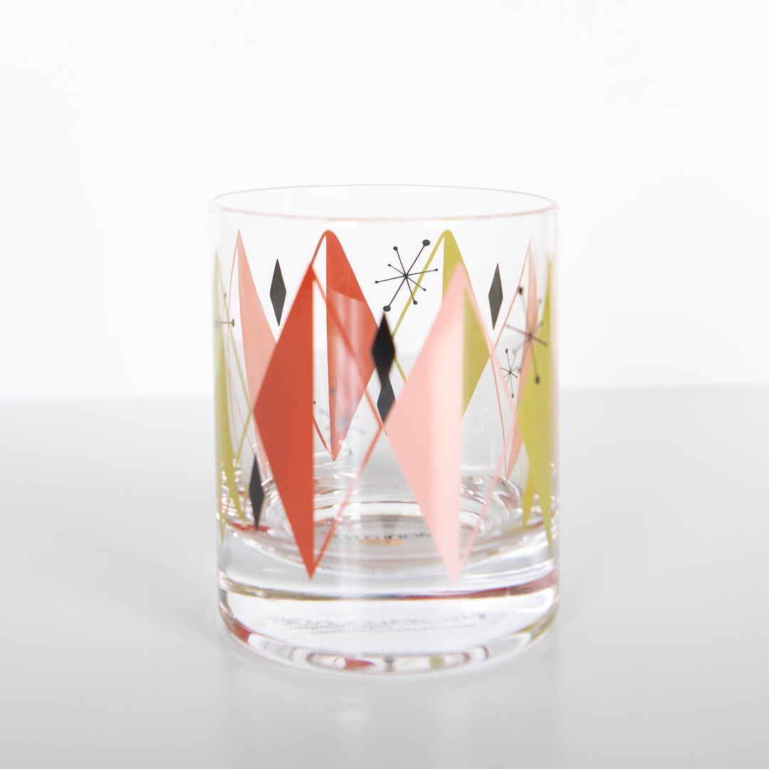 Retro Diamonds and Starburst Mid Century Vintage Cocktail Glass