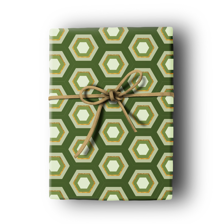 Green Hexagon Gift Wrap Sheets