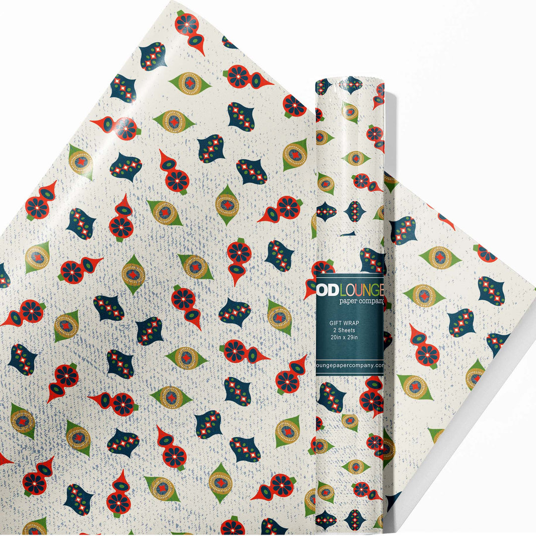 Retro Ornament Holiday Christmas Gift Wrap Craft Sheets Set of 2