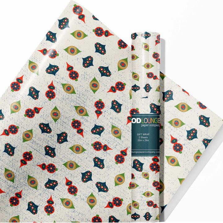 Retro Ornament Holiday Christmas Gift Wrap Craft Sheets Set of 2
