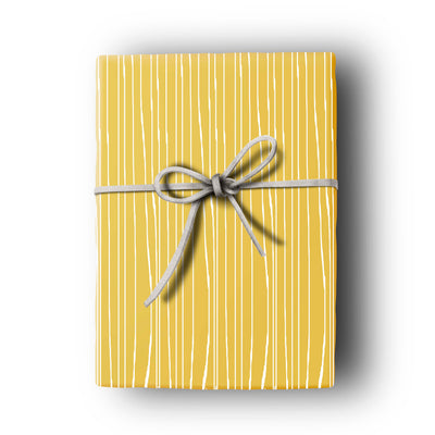 Worn Stripe Blue and Yellow Double Sided Gift Wrap Craft Paper