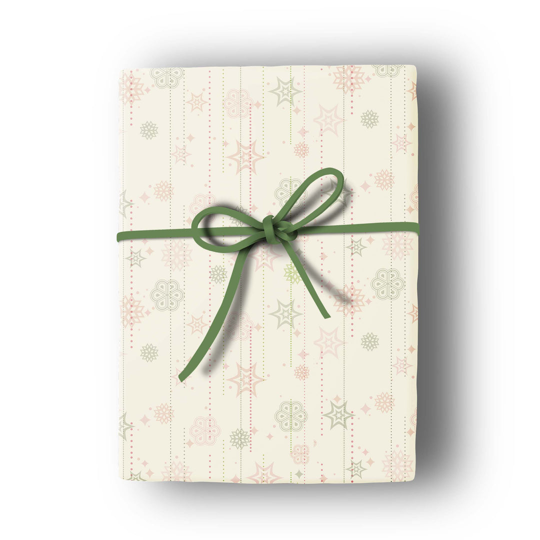 Retro Ornaments Pink and Green Double Sided Holiday Gift Wrap Single Sheet