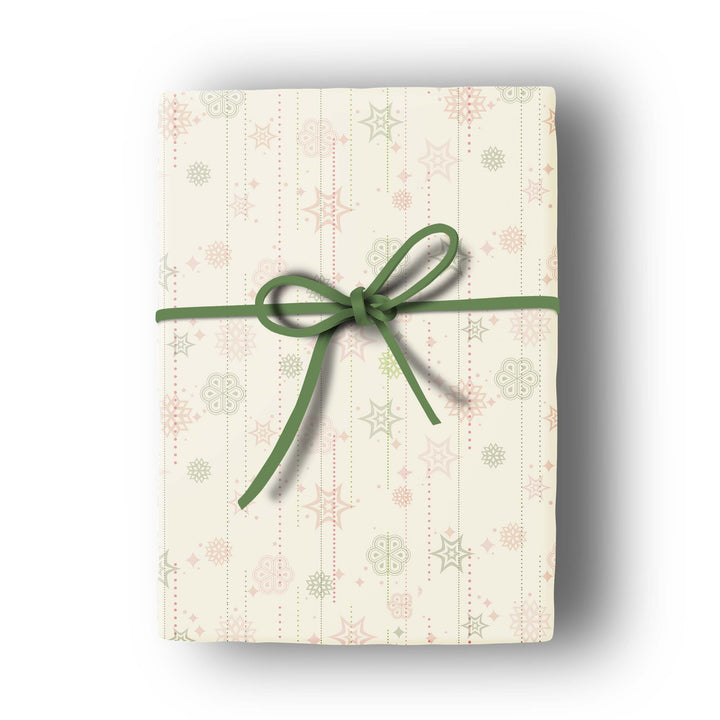 Retro Ornaments Pink and Green Double Sided Holiday Gift Wrap Single Sheet