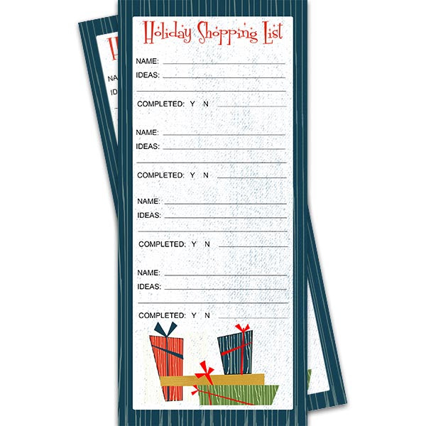 Holiday Shopping Gift List Pad Checklist Notepad