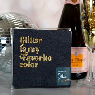 Glitter Is My Favorite Color Gold Foil Cocktail Beverage Napkin