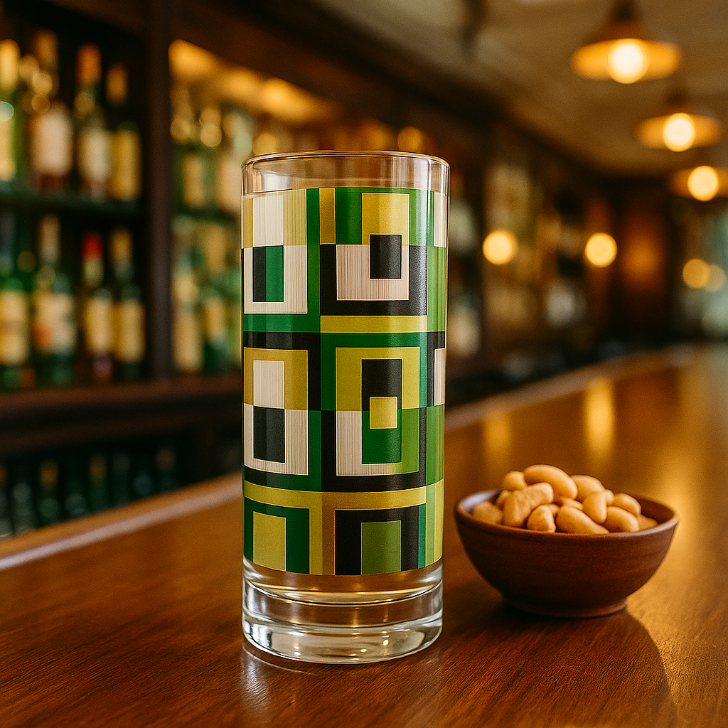 Green Square Mid Century Vintage Cocktail Glasses