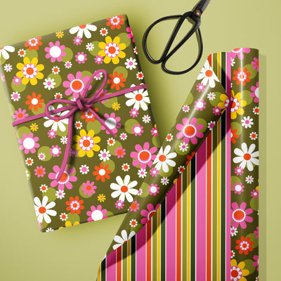 Groovy Florals Double Sided Gift Wrap Sheets