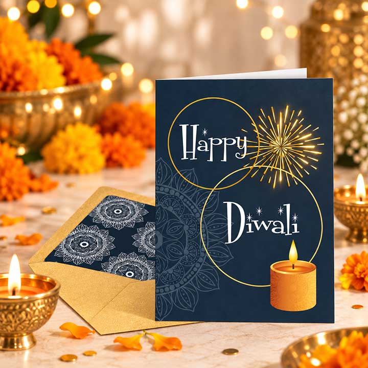 Happy Diwali Gold Foil Greeting Card