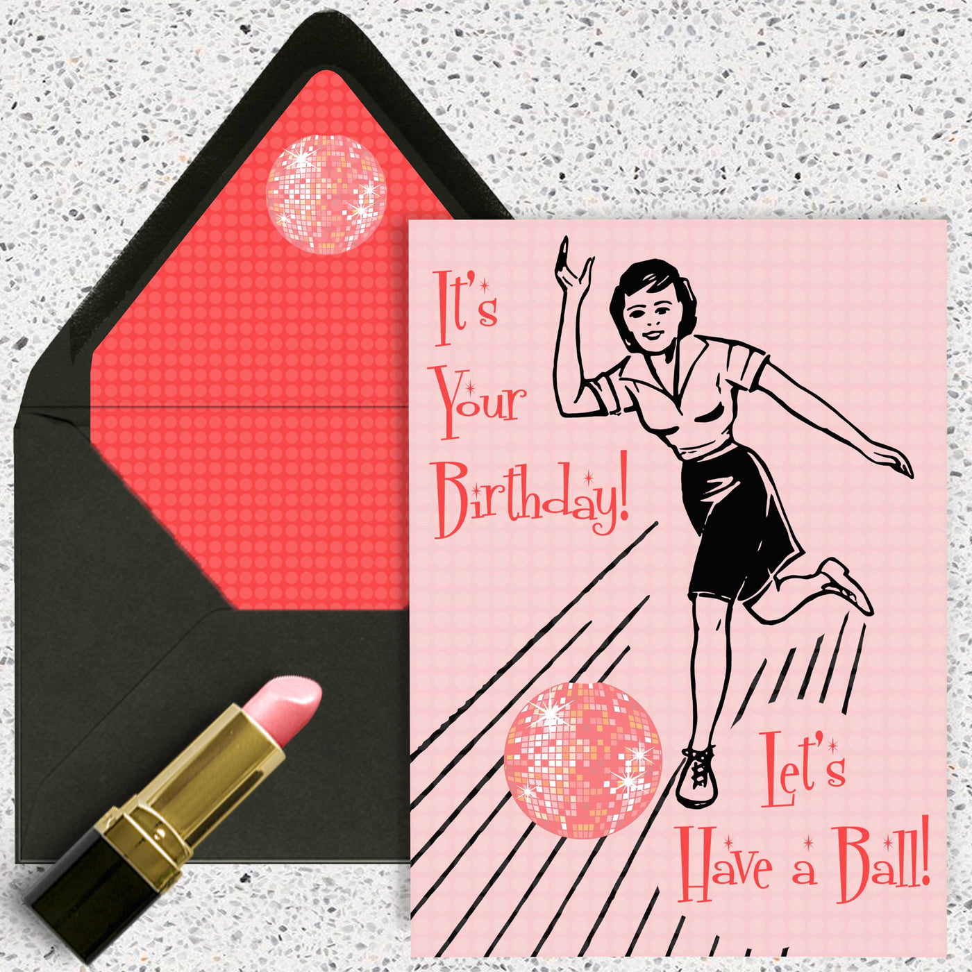 Its Your Birthday Have A Ball Retro Disco Bowling Card