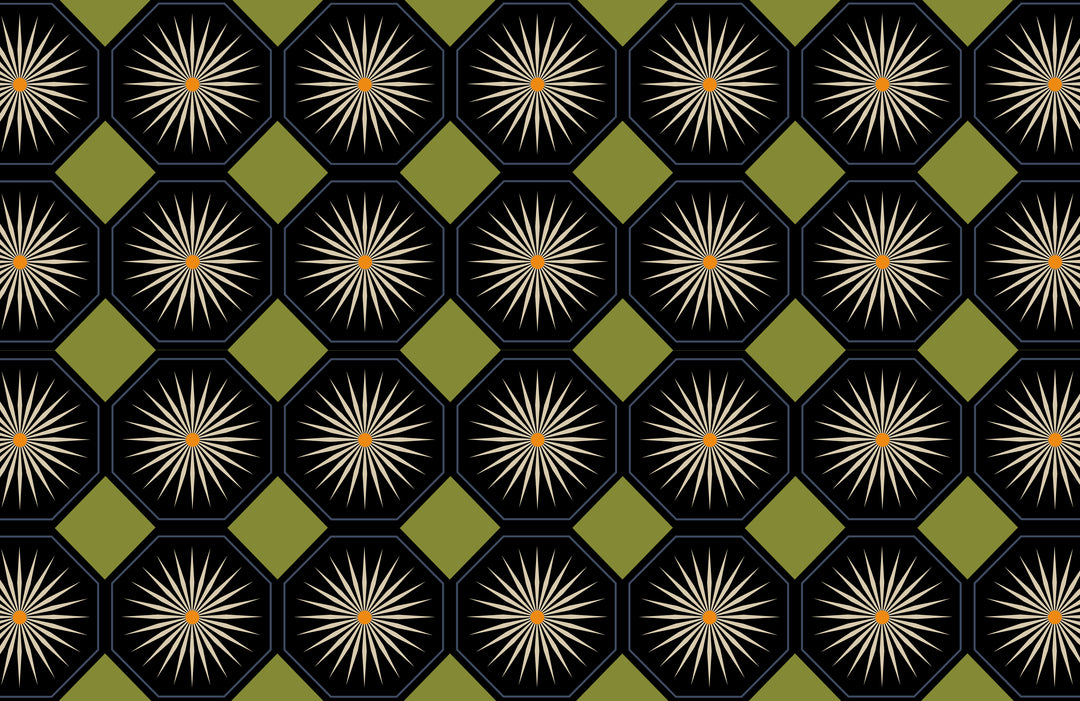 Hexagon Star Double Sided Mid Century Paper Placemats Set of 16