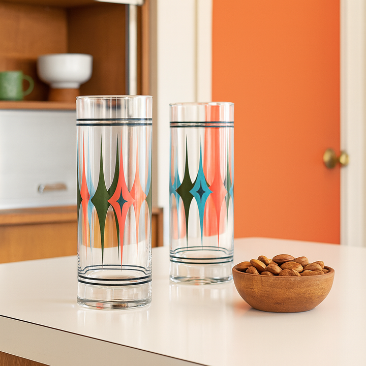 Starlight Diamond Mid Century Vintage Retro Cocktail Glasses