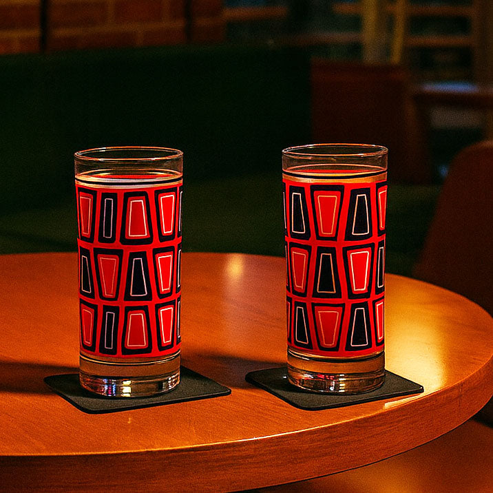 Red and Black Atomic Retro Vintage Cocktail Glass