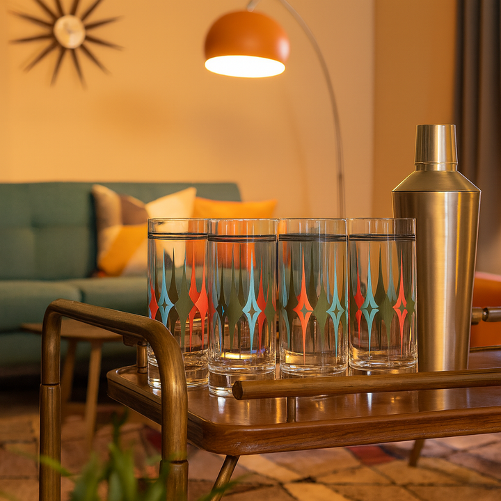 Starlight Diamond Mid Century Vintage Retro Cocktail Glasses