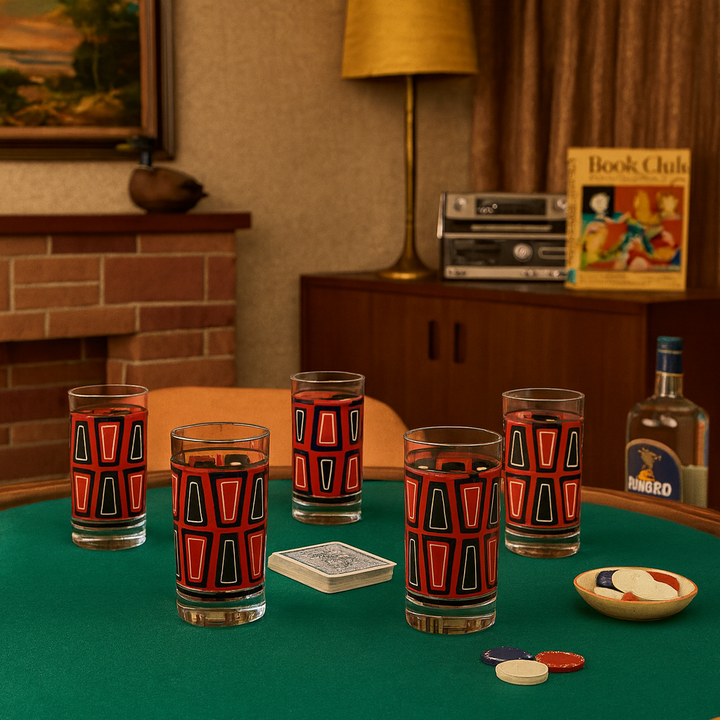 Red and Black Atomic Retro Vintage Cocktail Glass