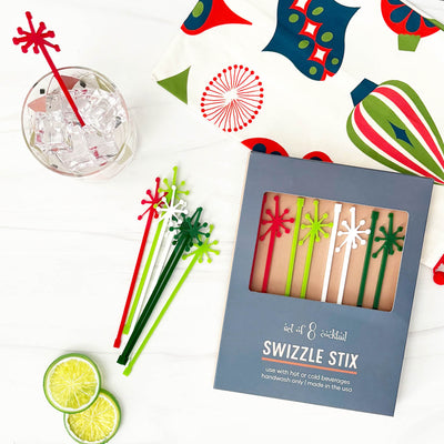 Retro Starburst Holiday Acrylic Beverage Mixing Swizzle Stix