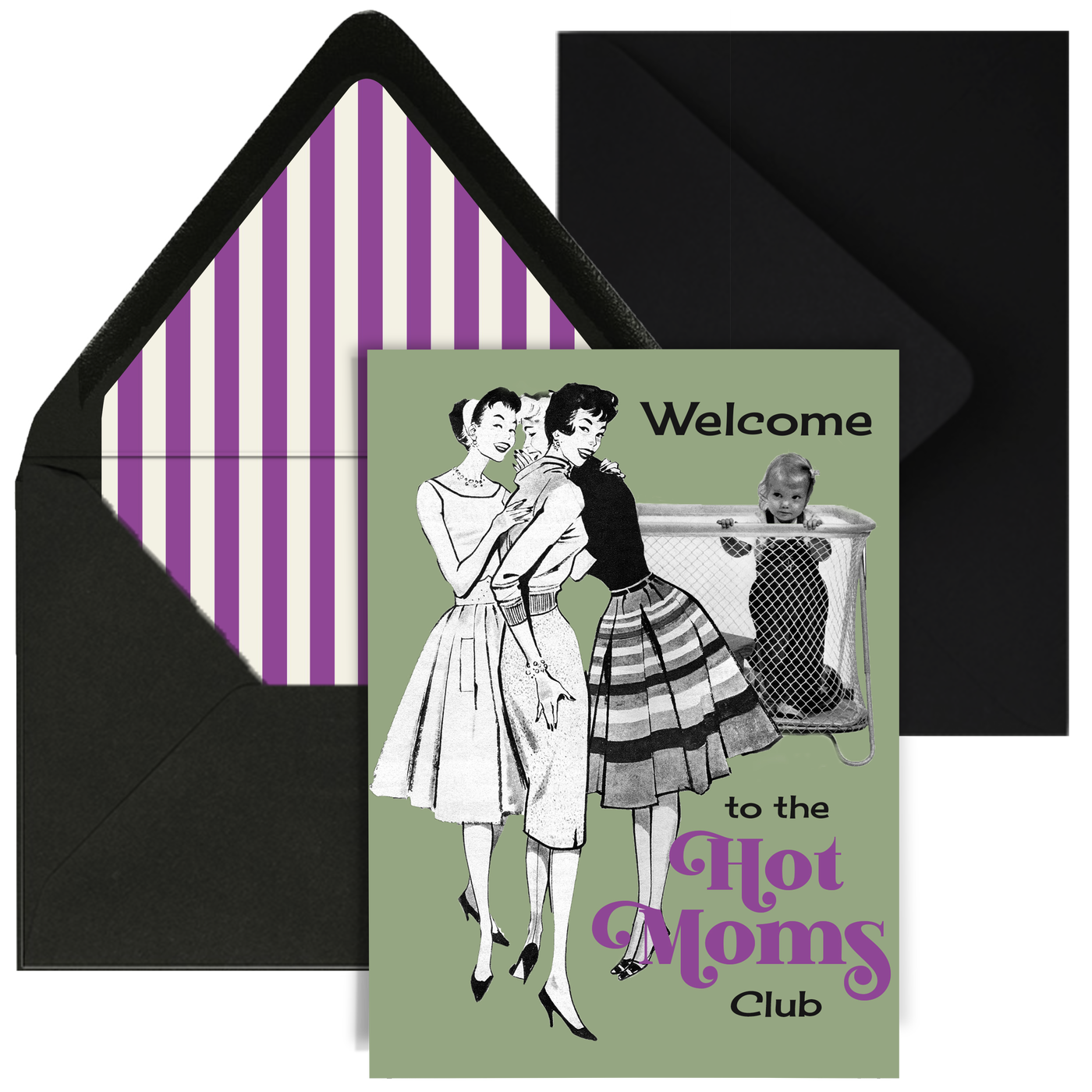 Welcome to the Hot Moms Club Vintage Greeting Card