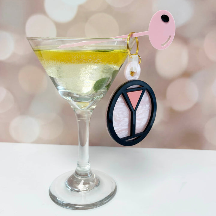 Cosmo Pink Martini Cocktail Acrylic Keychain